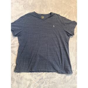 Polo Ralph Lauren Men Vneck Cotton Tshirt Size XL Heather Blue Classic Pony Logo